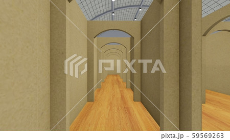 体育館　学校　ダンボール迷路  人なし  イラスト40 59569263