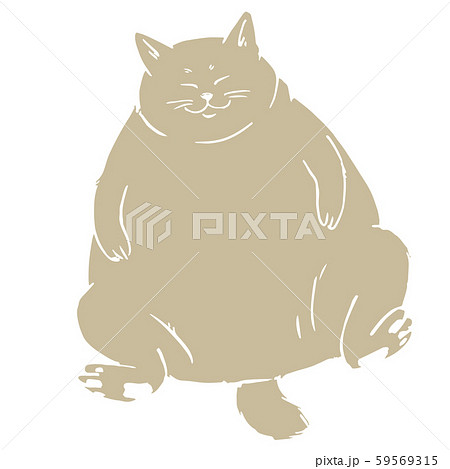 座っている大きな猫 1色のイラスト素材