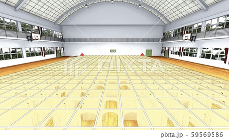 体育館　学校　ダンボール迷路  人なし  イラスト84 59569586