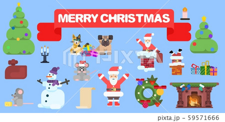 flat style selection of christmas characters. flat style selection of christmas characters. 59571666