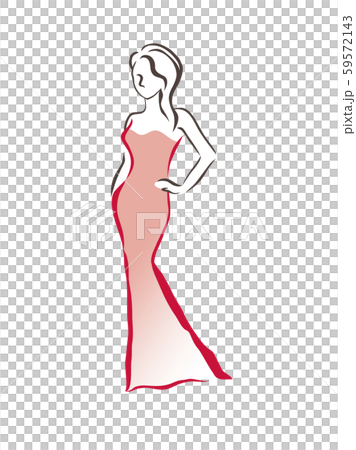 Woman in dress, line drawing Woman in dress, line drawing 59572143