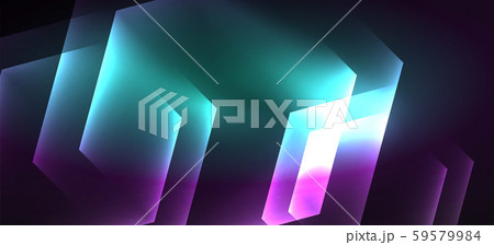 Shiny hexagon neon template. Futuristic digital technology concept. Vector abstract graphic design. 59579984