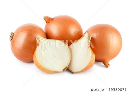 yellow onion isolated on white background close up 59580071