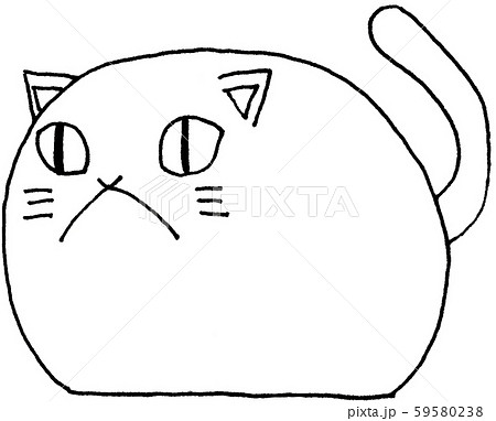 猫 【手描き】【アナログイラスト】【線画】のイラスト素材 [59580238