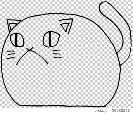 猫 【手描き】【アナログイラスト】【線画】のイラスト素材 [59580238