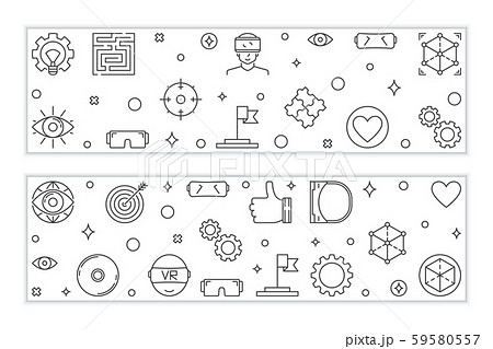 Virtual reality outline banners. Vector VR linear illustration Virtual reality outline banners. Vector VR linear illustration 59580557