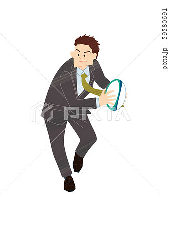 ラグビーをするビジネスマン ラグビーをするビジネスマン 59580691
