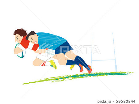 試合をするラグビー選手 59580844
