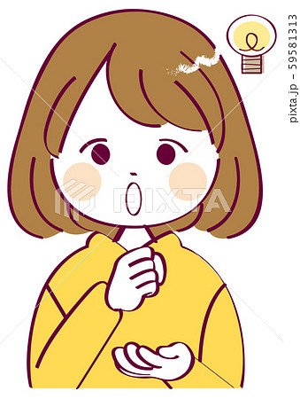 女の子 ひらめき のイラスト素材