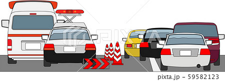 パトカーと救急車後ろ4縁ありのイラスト素材