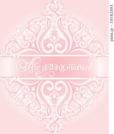 Wedding invitation card with calligraphy inscriptions on abstract baroque royal background 59582993