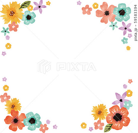 華やかなお花のフレーム02のイラスト素材