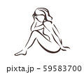 悩む女性の線画 59583700