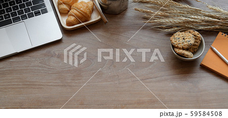 Comfortable workplace with laptop computer and 59584508