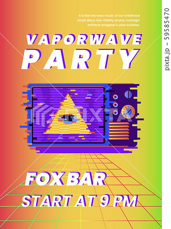 Vaporwave Party Nostalgic Flyer And Poster のイラスト素材