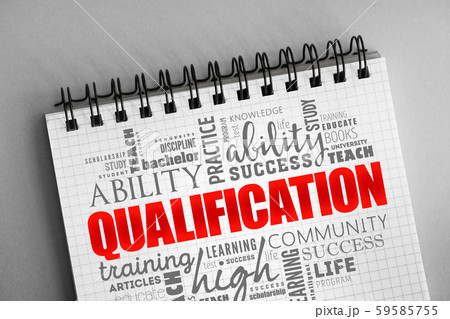 Qualification word cloud, education concept Qualification word cloud, education concept 59585755