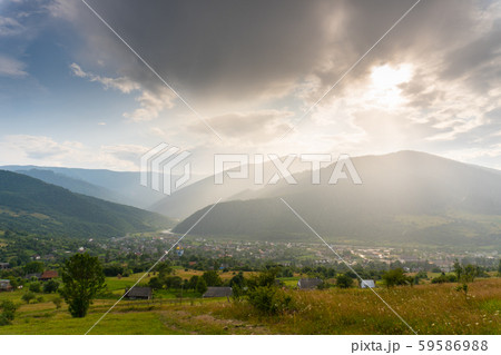 Beauty valley with village and mountains around Beauty valley with village and mountains around 59586988