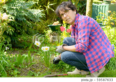 woman gardening in her beautiful garden. 59587633