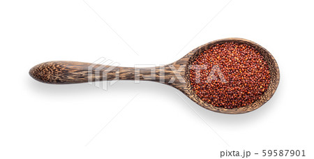 red quinoa in wood spoon isolated on white red quinoa in wood spoon isolated on white 59587901