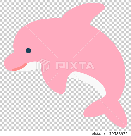 シンプルで可愛いピンク色のイルカのイラスト アウトラインなしのイラスト素材