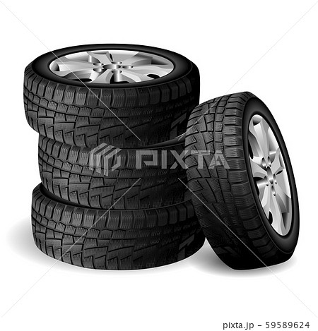 Winter rubber stack. Tyre repair shop. Auto wheel Winter rubber stack. Tyre repair shop. Auto wheel 59589624