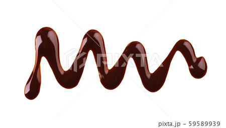Chocolate syrup drizzle isolated on white background. Splashes of sweet chocolate sauce. Top view. Chocolate syrup drizzle isolated on white background. Splashes of sweet chocolate sauce. Top view. 59589939