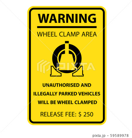 Wheel clamping warning sign - no parking, car 59589978