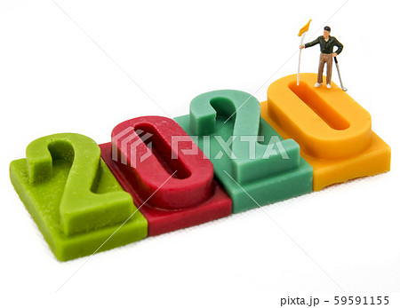 Miniature people: Golfer stand on number of Happy new year and Christmas 2020 Miniature people: Golfer stand on number of Happy new year and Christmas 2020 59591155