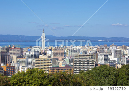 大分市街地と別府湾 59592750