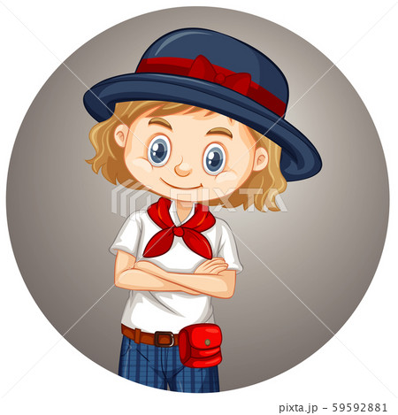 Cute girl on round background 59592881