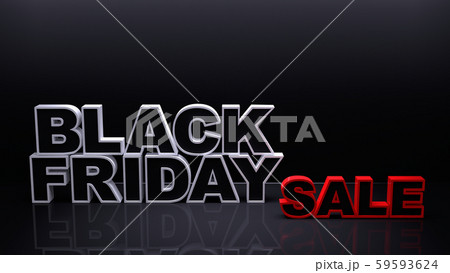 ブラックフライデーセールコンセプト 暗い背景に立体的な Black Friday と Sale の文のイラスト素材