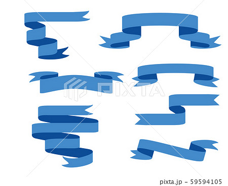 Blue ribbon banners set. Isolated on white 59594105