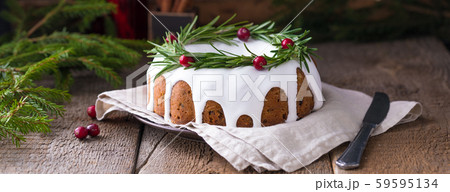 Traditional homemade Christmas fruit cake on the 59595134
