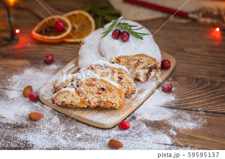 Traditional Christmas German cake Stollen with Traditional Christmas German cake Stollen with 59595137
