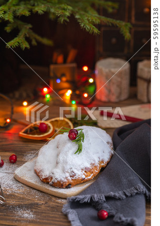 Traditional Christmas German cake Stollen with Traditional Christmas German cake Stollen with 59595138