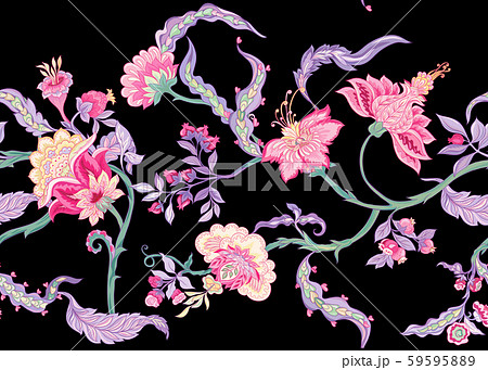 Pattern elements with stylized ornamental flowers  59595889