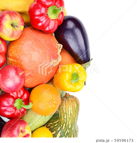 Fruits and vegetables isolated on a white 59596173
