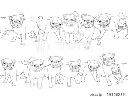 Seamless pattern, background with pug dogs 59596286