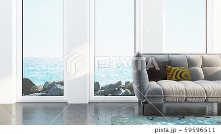 Modern Design living room interior with sea view . 3D rendering 59596511