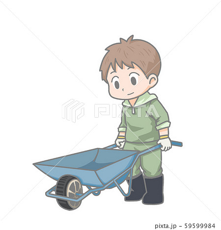 一輪車を押す男性のイラスト 59599984