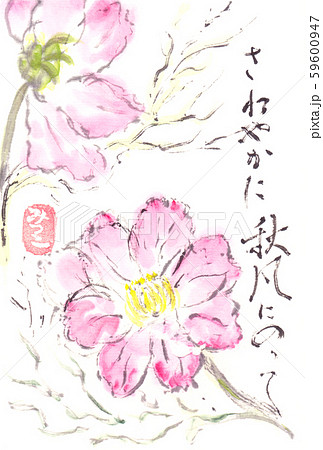 絵手紙 コスモス のイラスト素材 絵手紙 コスモス のイラスト素材