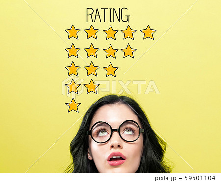 Rating theme with young woman Rating theme with young woman 59601104