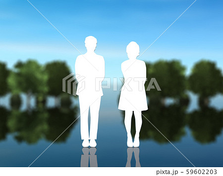 CG 3D イラスト 立体 デザイン シルエット 男と女の関係 CG 3D イラスト 立体 デザイン シルエット 男と女の関係 59602203