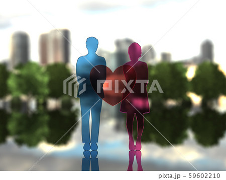 CG 3D イラスト 立体 デザイン シルエット 男と女の関係 CG 3D イラスト 立体 デザイン シルエット 男と女の関係 59602210
