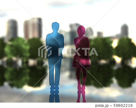 CG 3D イラスト 立体 デザイン シルエット 男と女の関係 CG 3D イラスト 立体 デザイン シルエット 男と女の関係 59602219