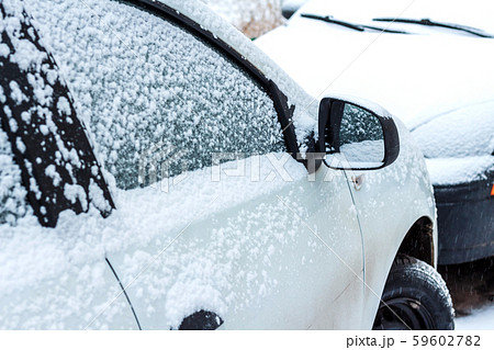 Snow on cars after snowfall Snow on cars after snowfall 59602782