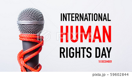 Rope on microphone with INTERNATIONAL HUMAN RIGHTS 59602844