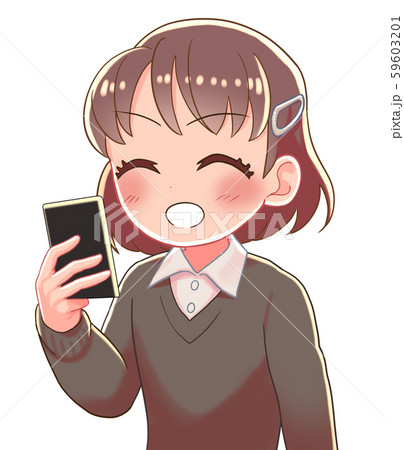 少女　スマホ　驚いている 59603201