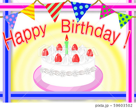 Happy Birthday 誕生祝いのメッセージカード パネルのイラスト素材