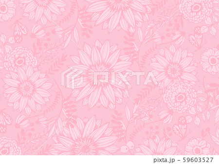 花柄の背景素材 レトロ ポップ 手書きイラスト ピンクのイラスト素材